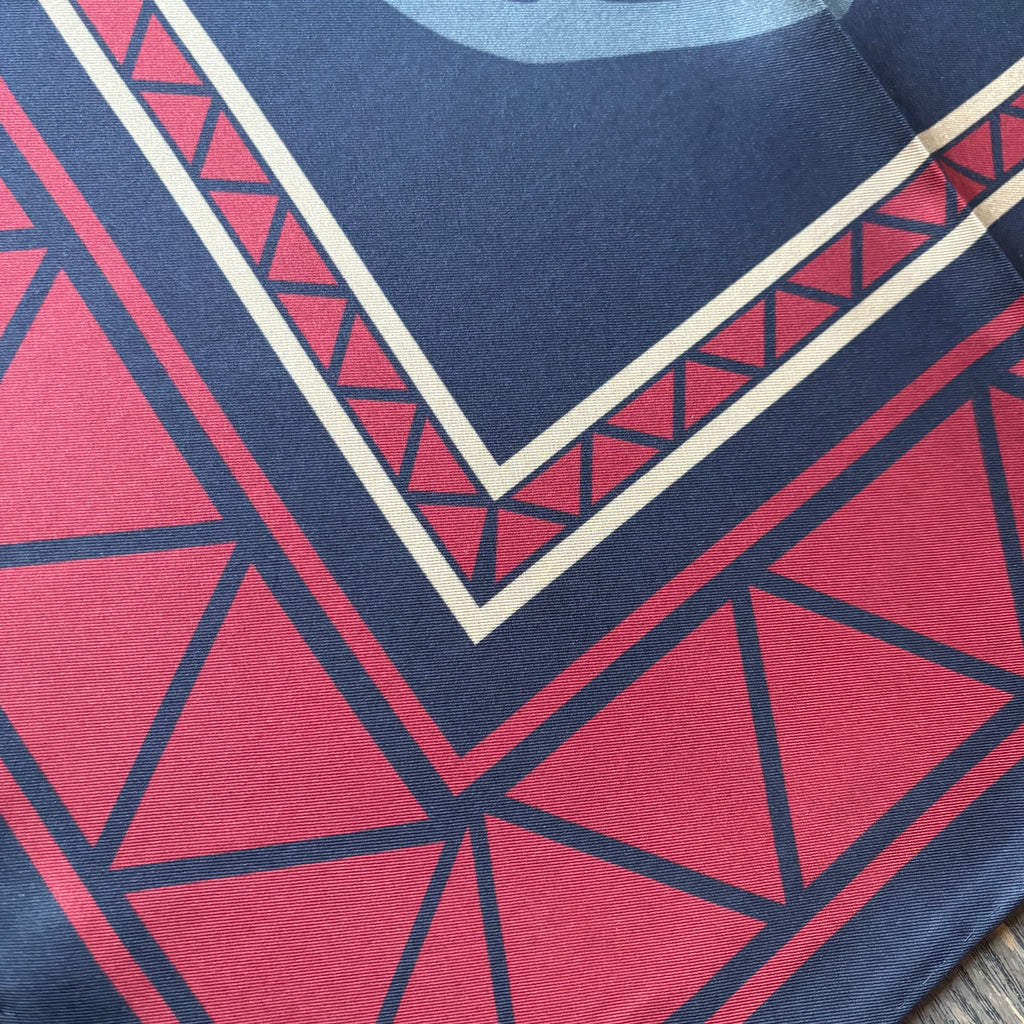 Beaivi Sámi Silk Shawl- Red and Blue