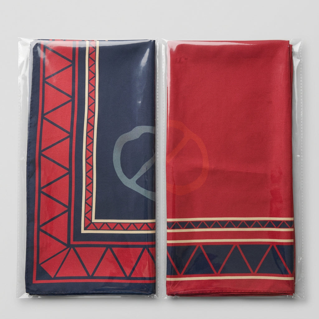 Beaivi Sámi Silk Shawl- Red and Blue