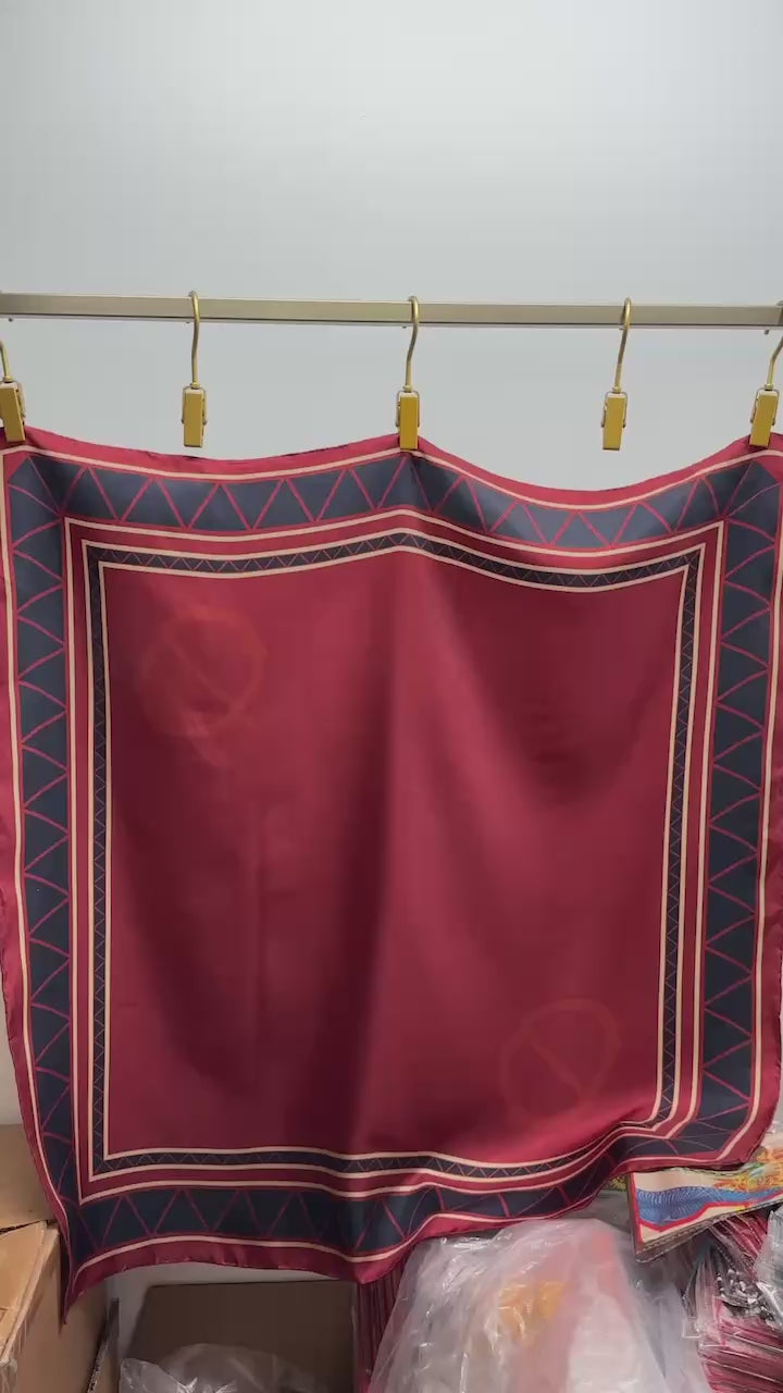 Beaivi Sámi Silk Shawl- Red and Blue
